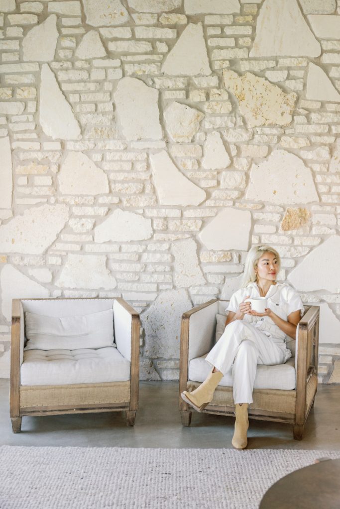 Woman drinking tea.