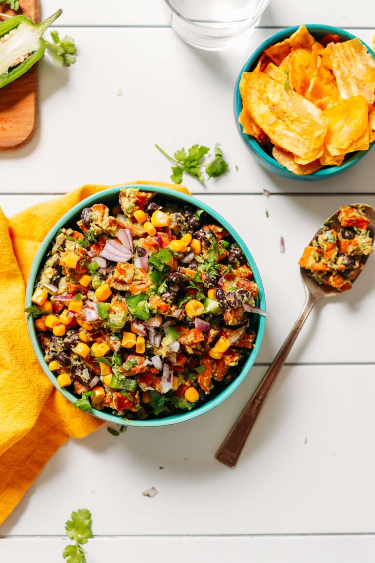 batata y salsa de frijoles negros