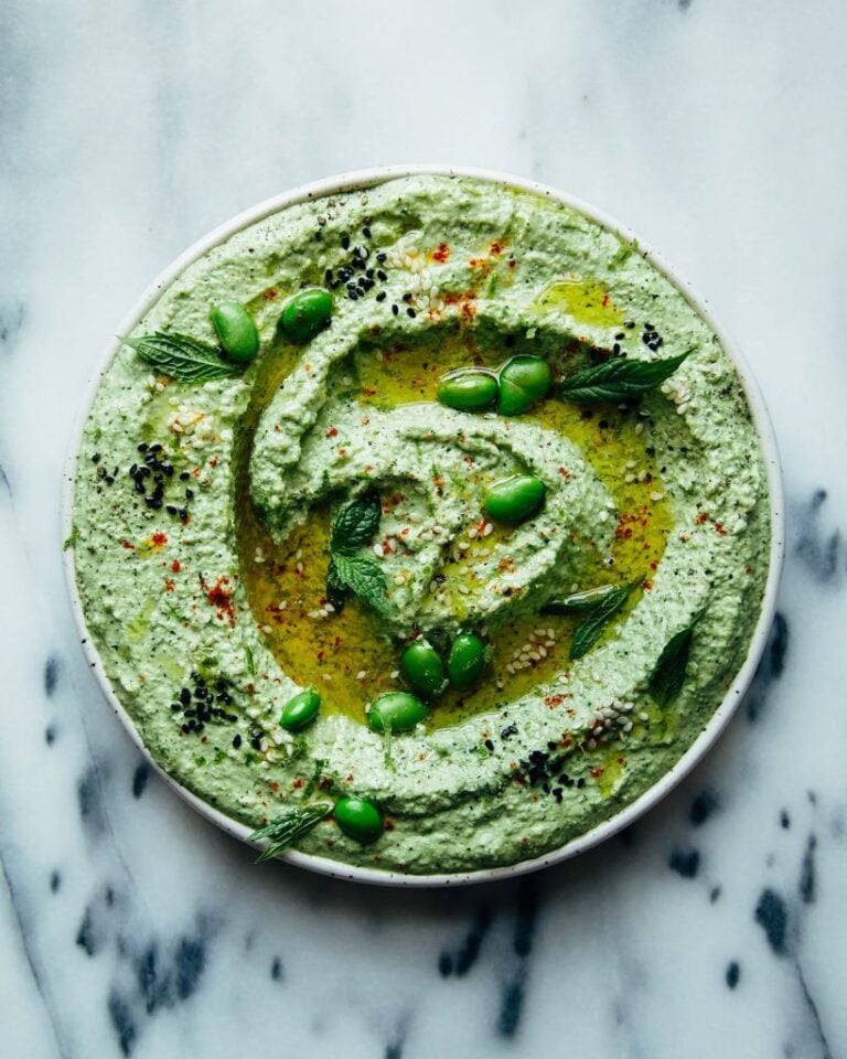 Edamame Dip with Mint, Jalapeño y Lime de los primeros aperitivos gratuitos de lácteos de Mess_Gluten