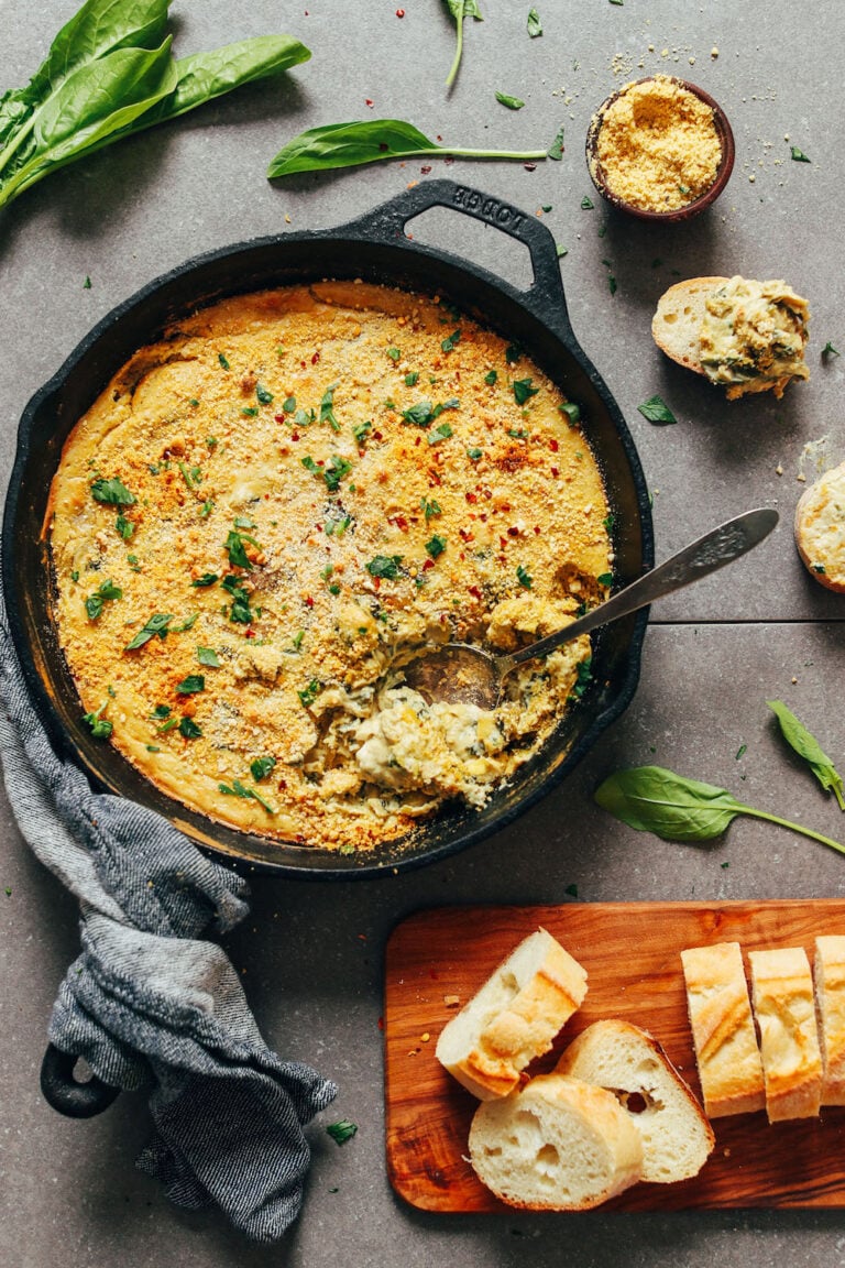 vegan spinach & artichoke dip_gluten free dairy free appetizers