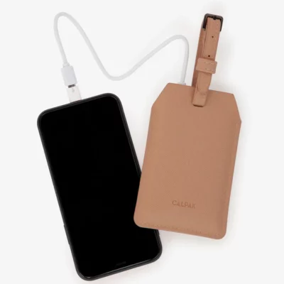 Portable Luggage Tag + Charger in Caramel