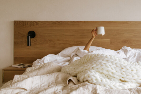 bed with white bedding