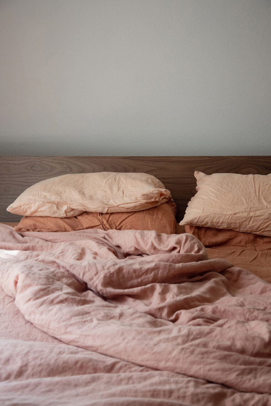 Linen bedding.