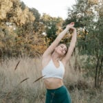 woman stretching outdoors