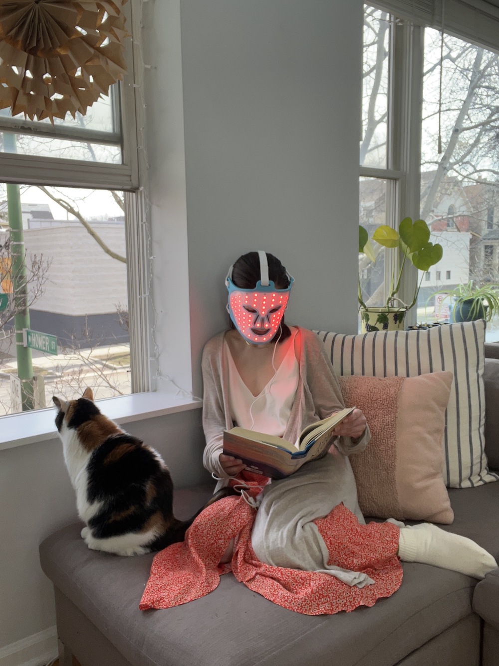 red-light-face-mask-reading - Camille Styles