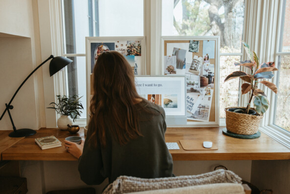 woman working at desk