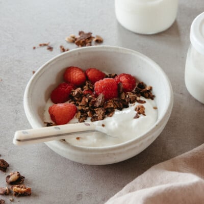 L. Reuteri Yogurt recipe for gut health, with strawberries and granola