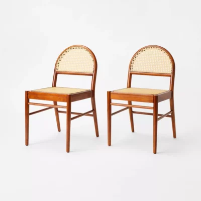 Arch back caned dining chairs from Target.