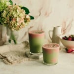 easy strawberry matcha smoothie_high protein high fiber smoothie