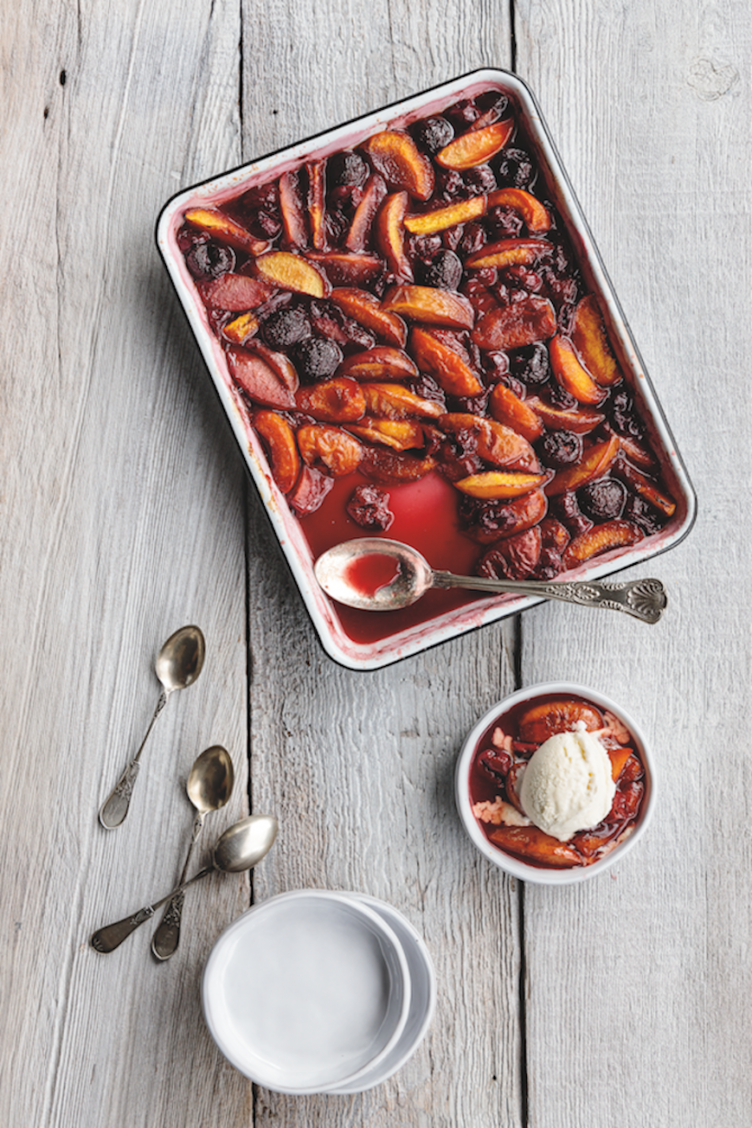 roasted stone fruit with amarena cherry syrup