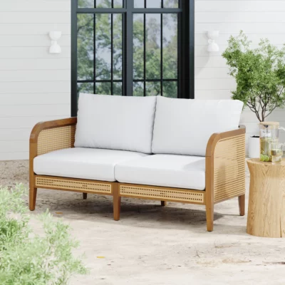 Rattan Outdoor Patio Cushioned Loveseat