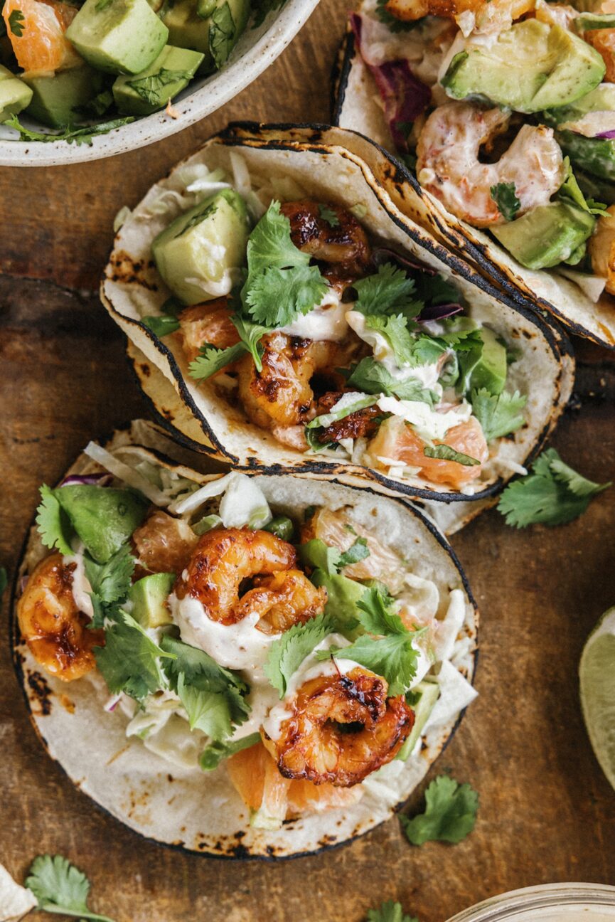 grilled shrimp tacos with grapefruit salsa_inexpensive meals for large groups