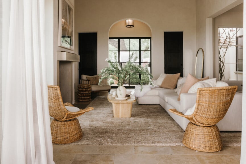 Rattan chairs in living room