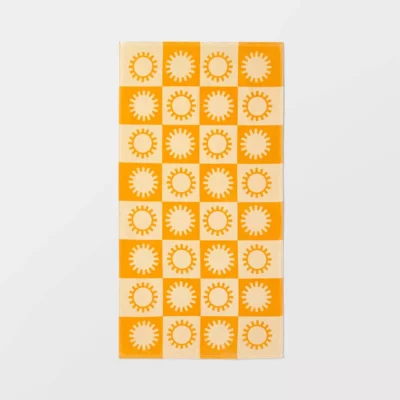 Checkered-Sun-Beach-Towel-Yellow-Sun-Squad™