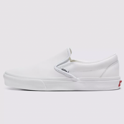 Vans Customs Elevated True White Leather Slip On Shoe