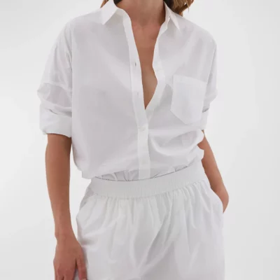 LMND Chiara Relaxed Fit Cotton Button Front Shirt