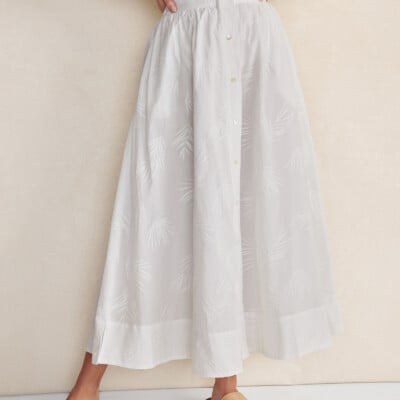 Organic Cotton Embroidered Voile Skirt