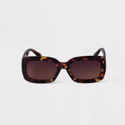 Womens-Plastic-Tortoise-Shell-Rectangle-Sunglasses-A-New-Day™-Brown