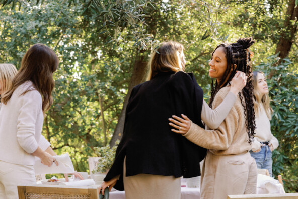 Friends at dinner party.