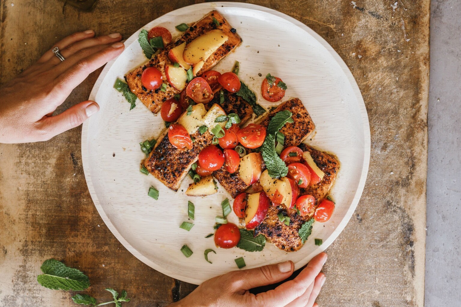 Grilled-plank-salmon-on-table - Camille Styles