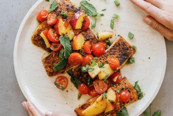 grilled salmon with peach salsa