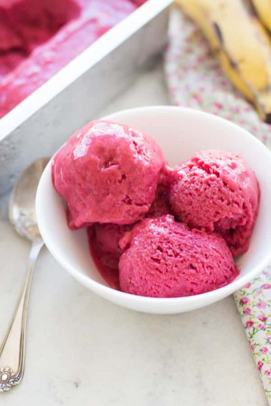 Healthy Blender Raspberry Ice Cream 