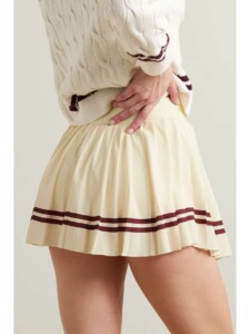 Striped pleated stretch-jersey mini skirt