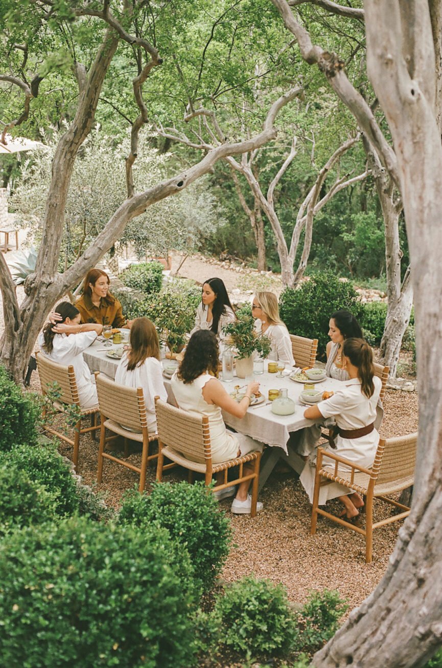 Women eating brunch things to do in May.