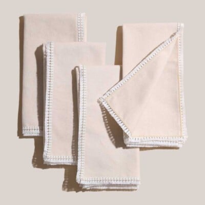 Cream linen napkins with tassels