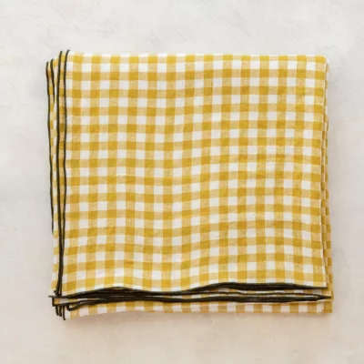 Mustard gingham tablecloth