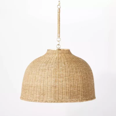 Large seagrass woven pendant light