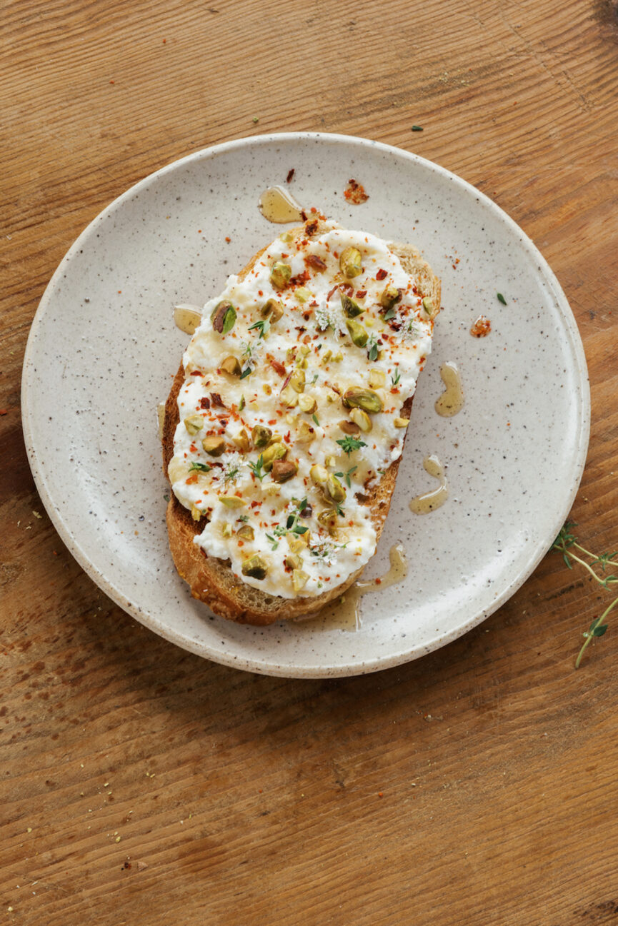 Ricotta Toast with Honey & Pistachios