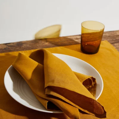Turmeric linen napkins from Bed Threads