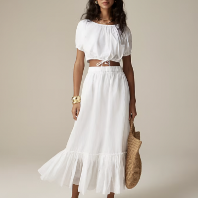 Amelia Maxi Skirt in Crinkle Cotton