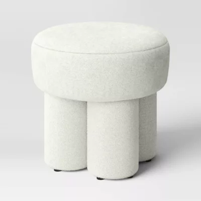 Boucle Fully Upholstered Accent Ottoman Stool