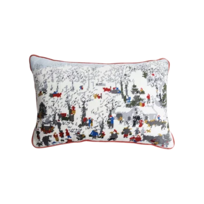 Grandma Moses 'Sugaring Off' Needlepoint Pillow