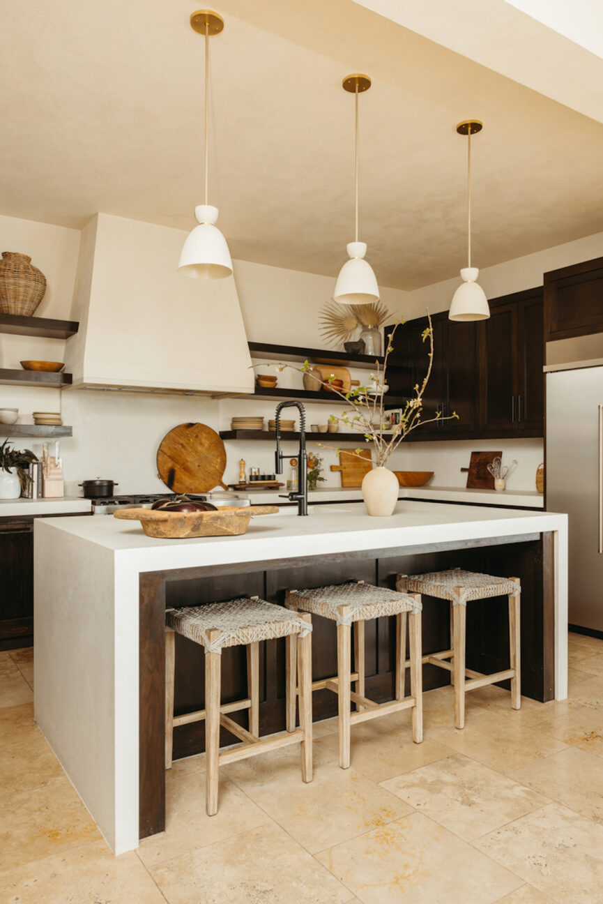 Camille Styles kitchen with pendant lighting.