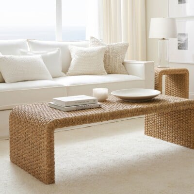 Capitola Rectangular Woven Coffee Table, Pottery Barn