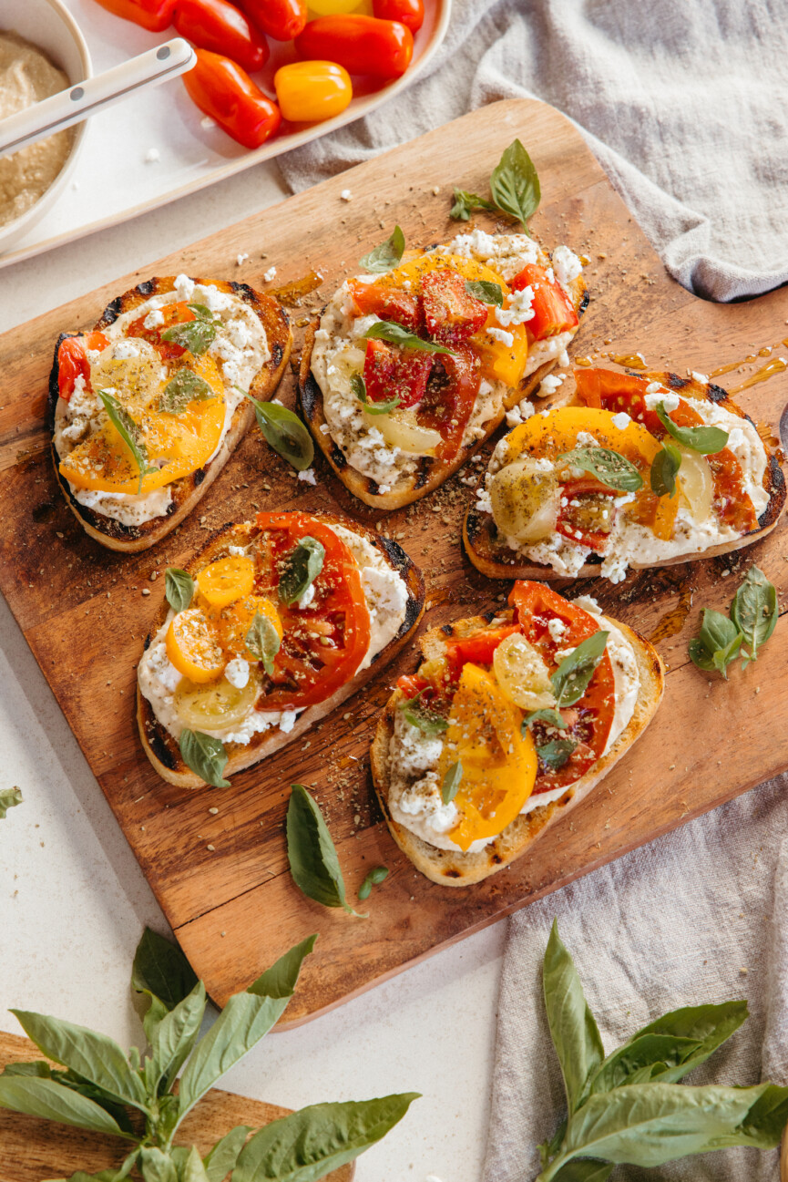 Snack on hummus toast for dinner.