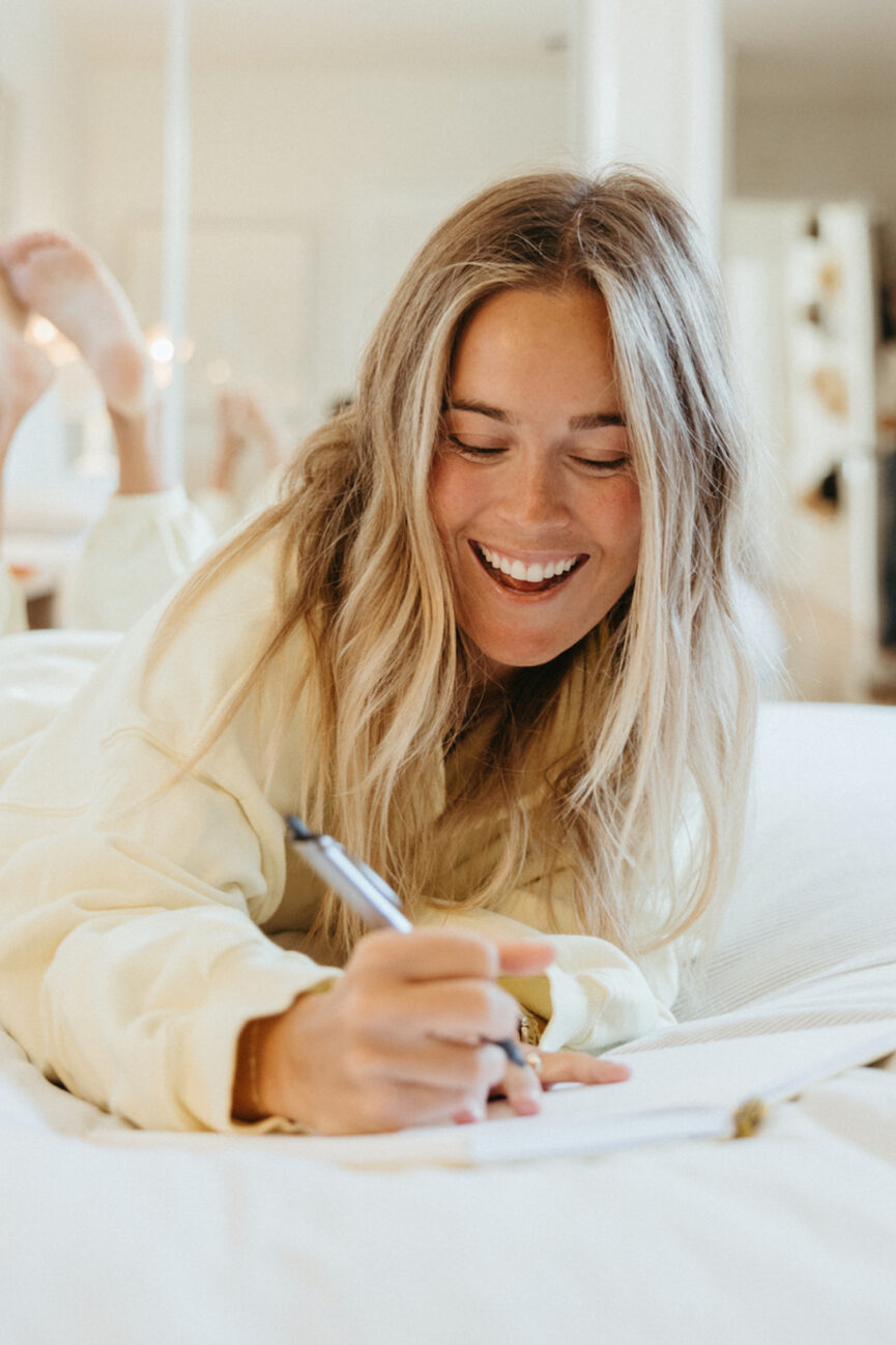 Woman keeps diary.