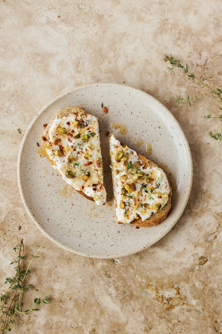 Ricotta Toast with Honey and Pistachios