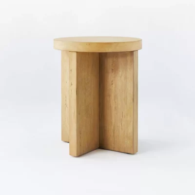 Round wood accent table