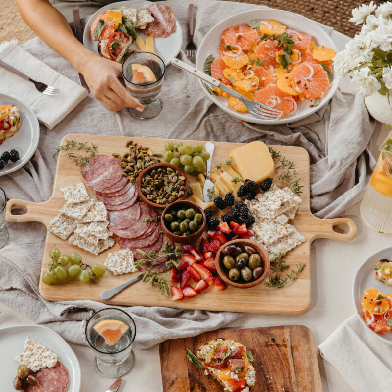 Snacks for dinner grazing board.