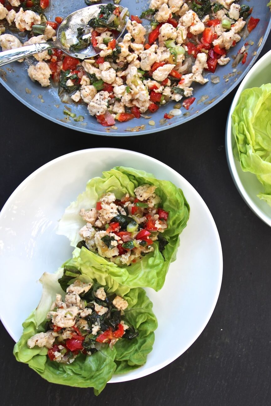 thai basil chicken lettuce cups_lettuce wrap recipe