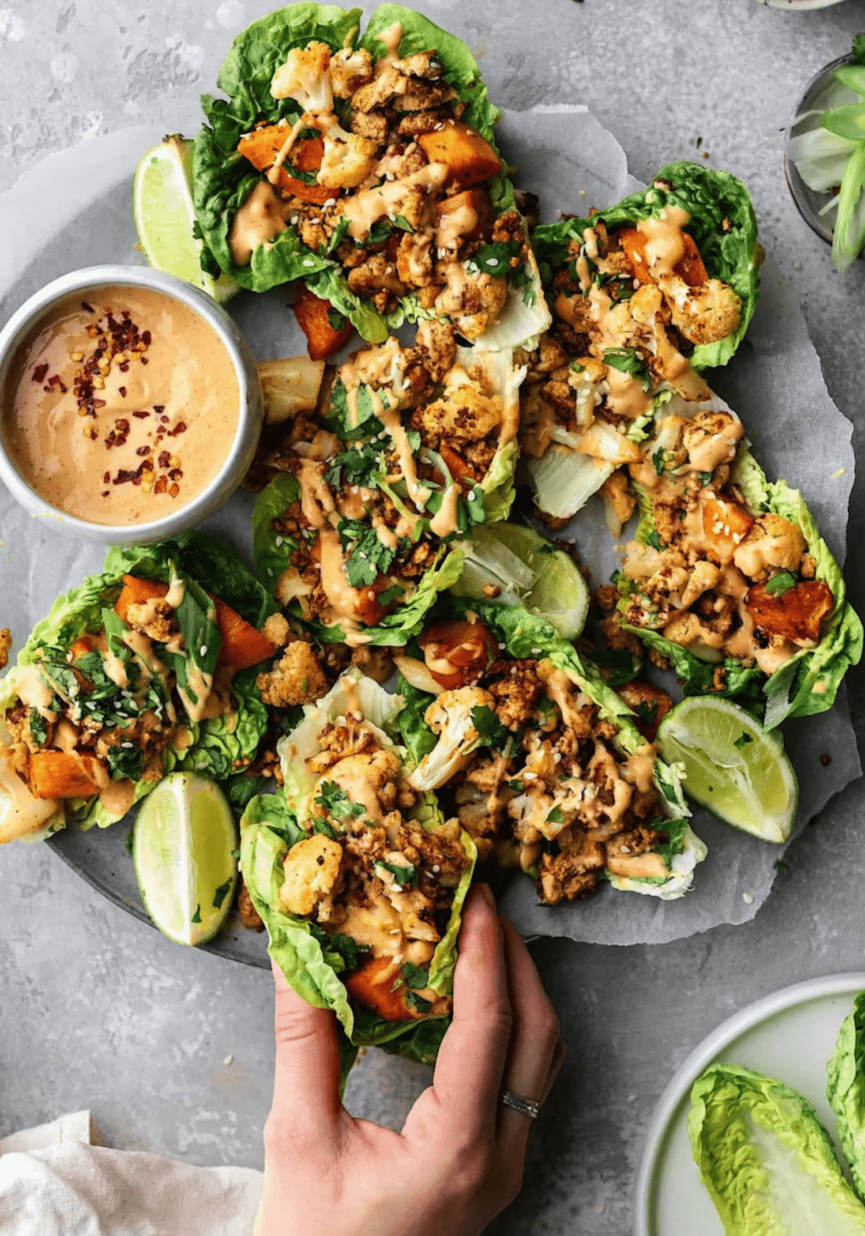 thai sweet potato and cauliflower lettuce wraps_lettuce wrap recipes