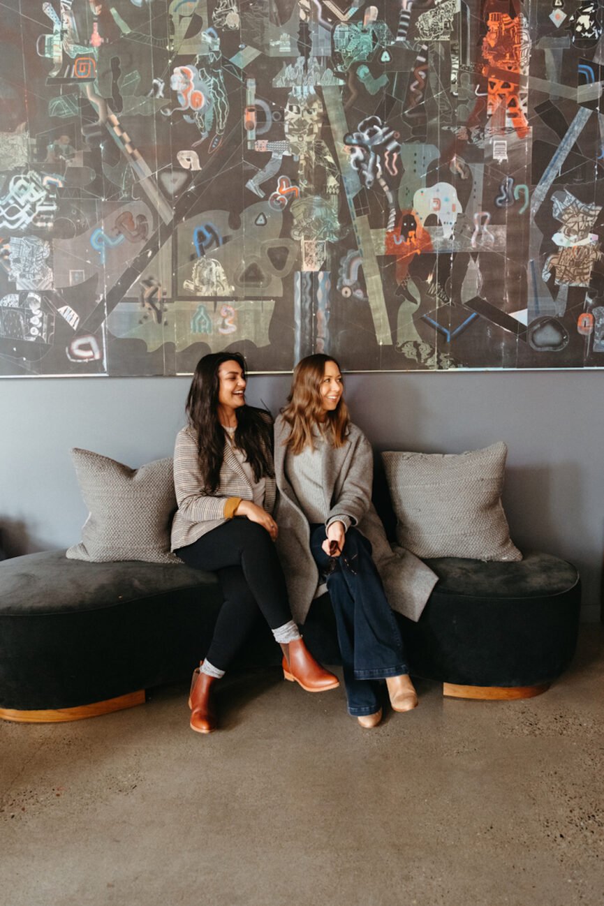 two women laughing