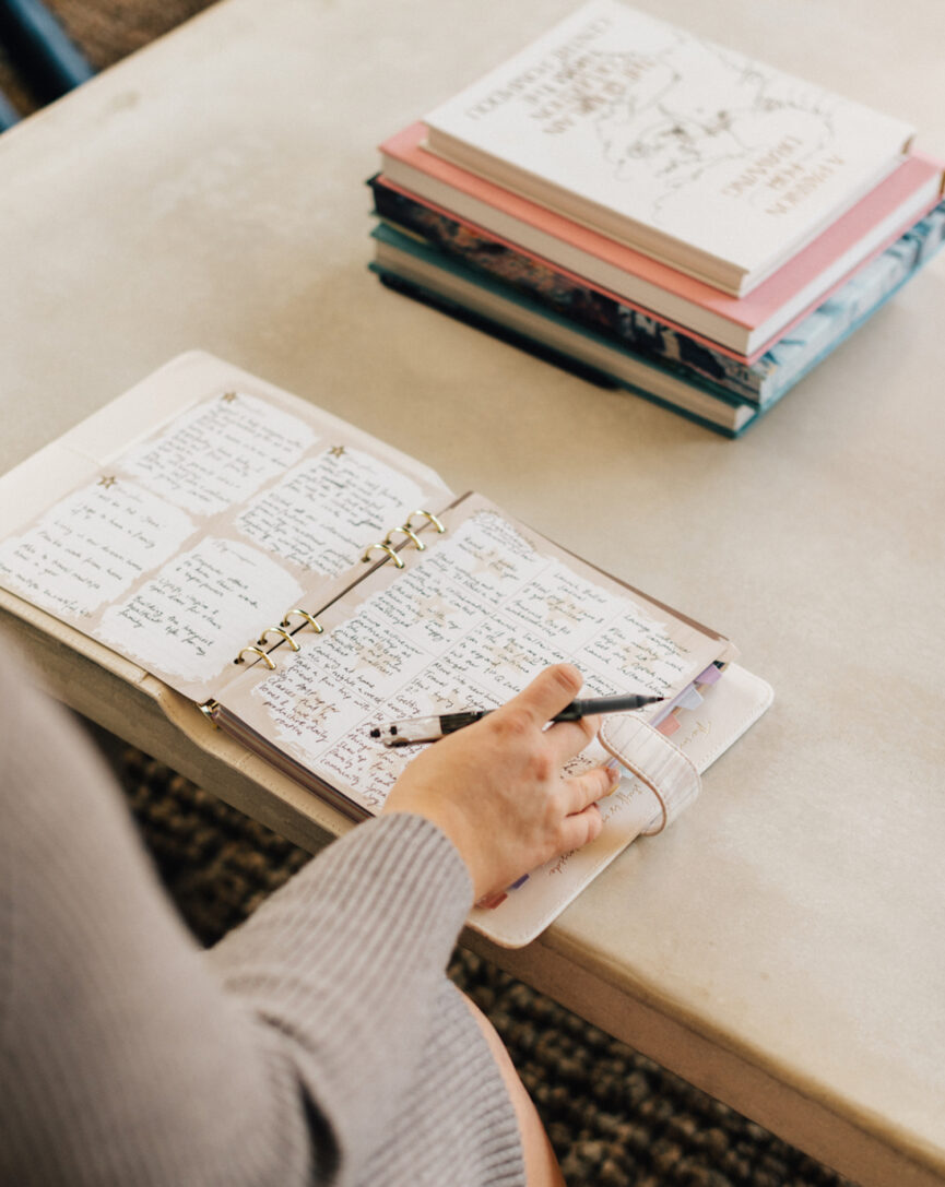 Woman keeps diary.