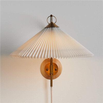 Flores Plug-In Wall Sconce Light with Pleated Shade