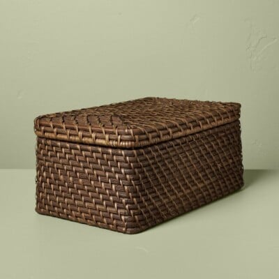 Dark Brown Woven Rattan Decorative Box, Target