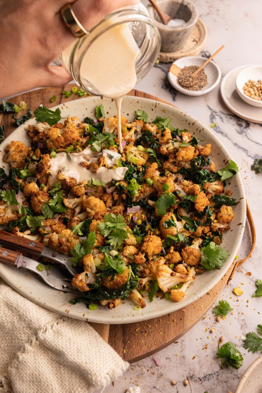 Roasted Cauliflower Salad with Tahini Dressing